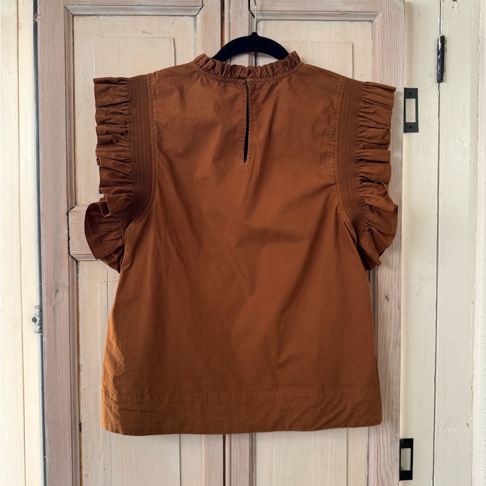 English Factory Ruffled Tan Blouse - Picture 3 of 3